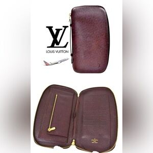 Louis Vuitton Atoll Taiga Large Travel Case Organizer Wallet Burgundy Gold LV